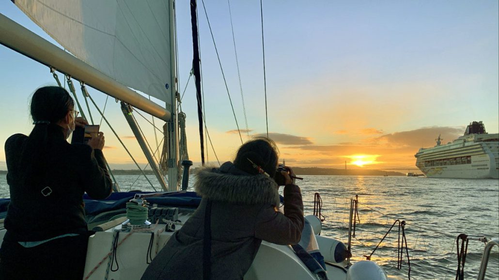 Sunset winter sailing in Lisbon